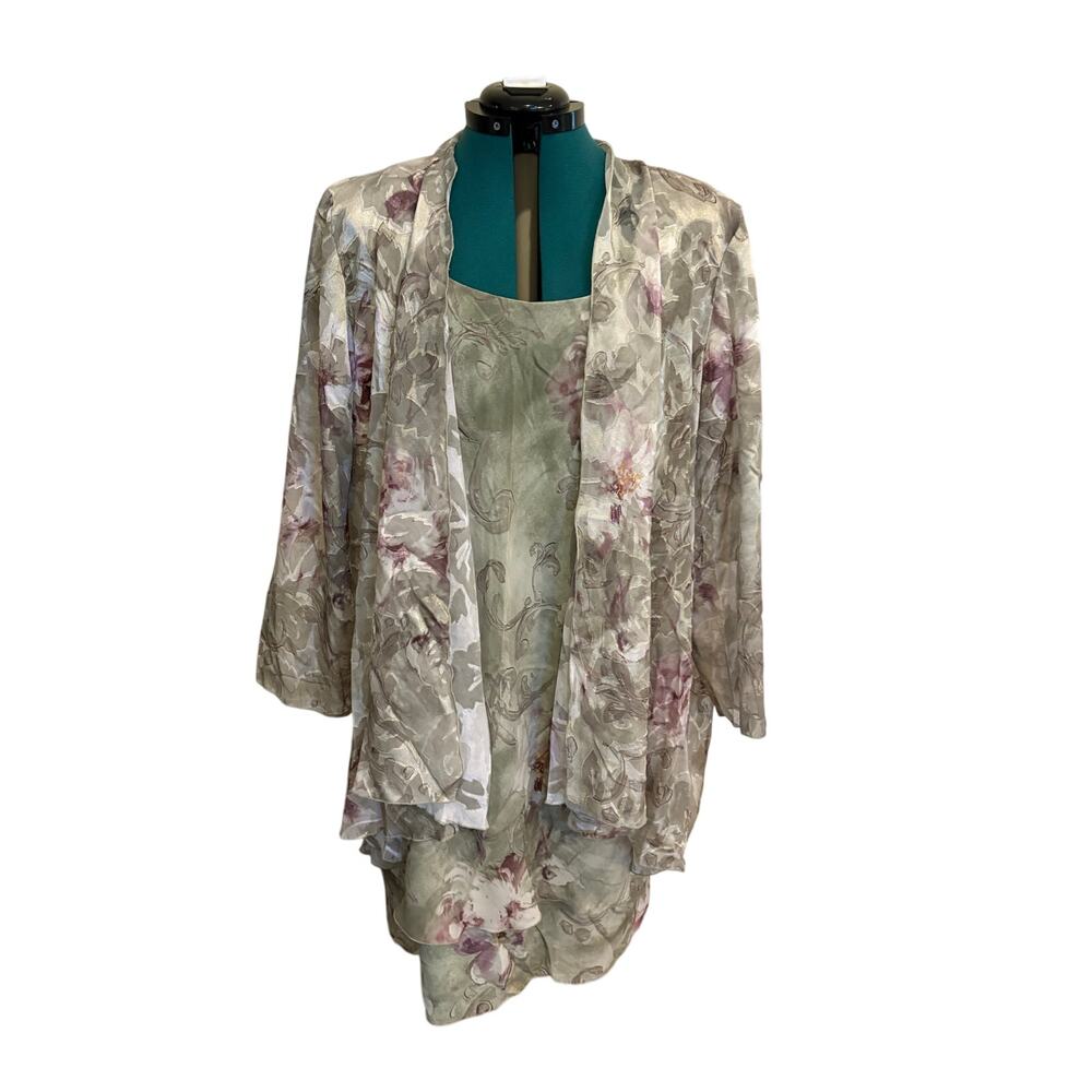 Jeffrey Dara Evenings Tom Barra Vintage Womens Sleeveless Dress Jacket Floral 22